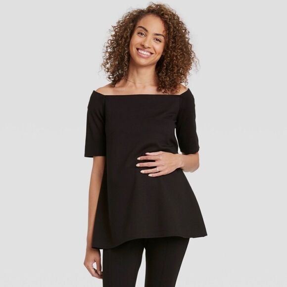 HATCH The Nines Elbow Sleeve Off the Shoulder Ponte Top Womens Small - Picture 1 of 9